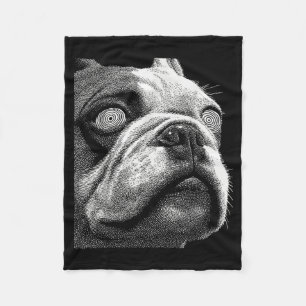 Hypnotic British Bulldog Weird Eyes Weirdcore Fleece Blanket