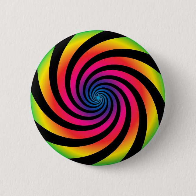 HYPNOTIC DISC Mesmerising Neon Colour Vortex Spira 6 Cm Round Badge (Front)