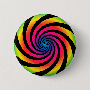 HYPNOTIC DISC Mesmerising Neon Colour Vortex Spira 6 Cm Round Badge