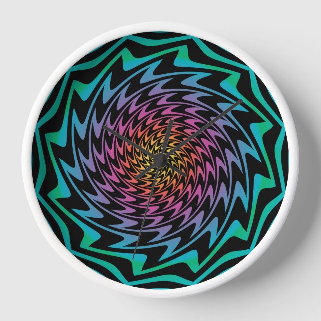 HYPNOTIC DISC Mesmerising Neon Cool Zig Zag Spiral Clock (Front)