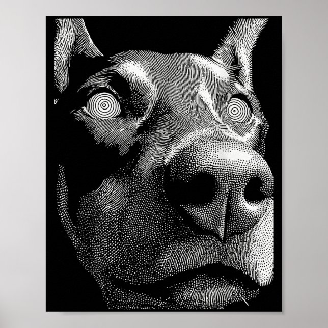 Hypnotic Doberman Weird Eyes Horror Weirdcore Poster (Front)