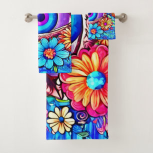 Hypnotic Floral Eye Bath Towel Set