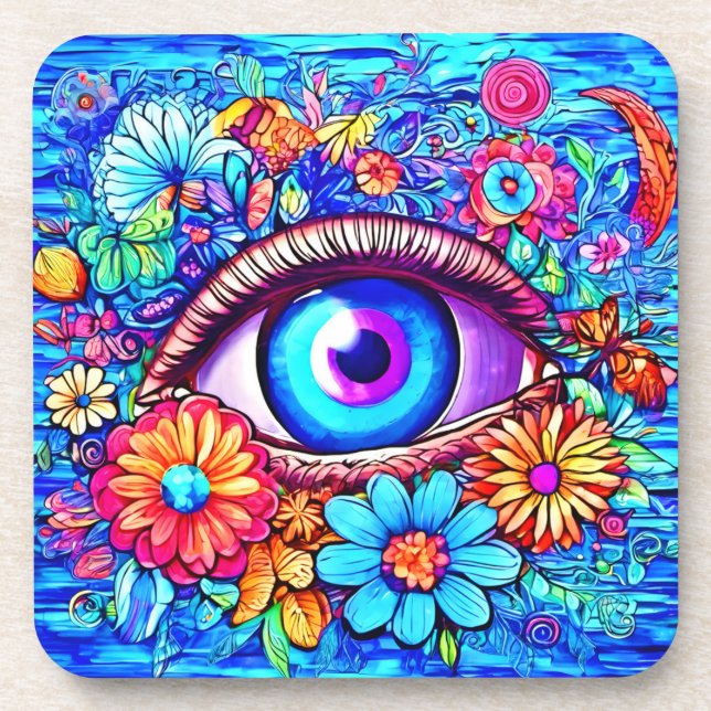 Hypnotic Floral Eye Coaster (Front)