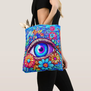 Hypnotic Floral Eye Tote Bag