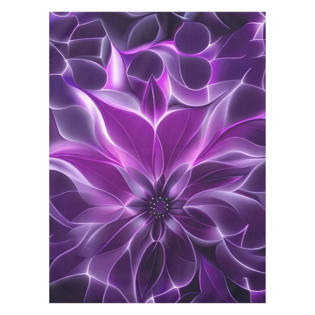 Hypnotic fractal deep purple flower  tablecloth (Front)