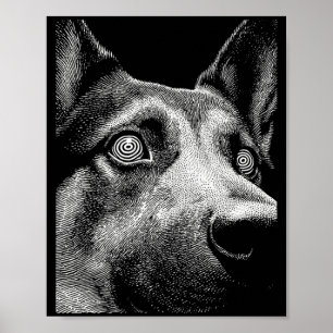 Hypnotic German Shepherd Weird Eyes Weirdcore Poster