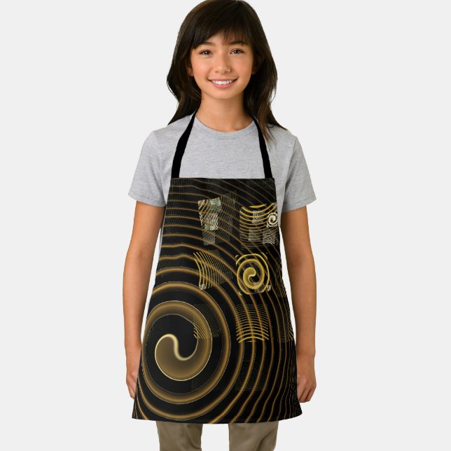 Hypnotic Golden Waves Modern Abstract Art Apron (Insitu)