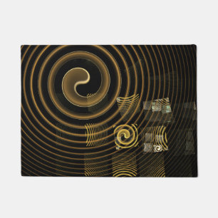 Hypnotic Golden Waves Modern Abstract Art Doormat