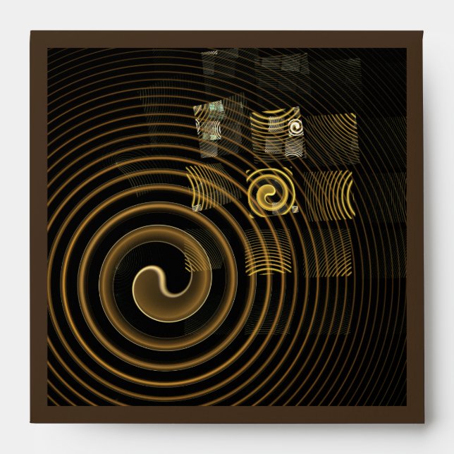 Hypnotic Golden Waves Modern Abstract Art Envelope (Front)