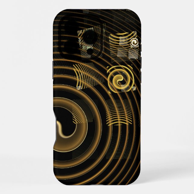 Hypnotic Golden Waves Modern Abstract Art iPhone Case (Back)