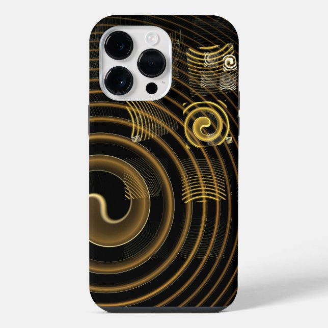 Hypnotic Golden Waves Modern Abstract Art iPhone Case (Back)