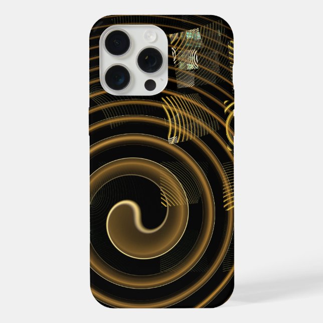 Hypnotic Golden Waves Modern Abstract Art iPhone Case (Back)