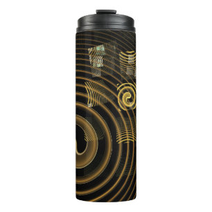 Hypnotic Golden Waves Modern Abstract Art Thermal Tumbler