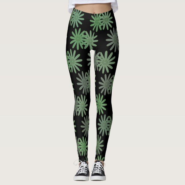 Hypnotic green starburst pattern  leggings (Front)