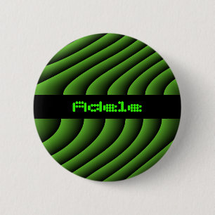 Hypnotic Green Wavy Lines Custom Name 6 Cm Round Badge