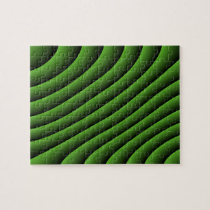 Hypnotic Green Wavy Lines Difficult Puzzle