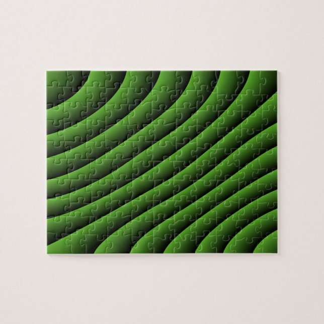 Hypnotic Green Wavy Lines Difficult Puzzle (Horizontal)