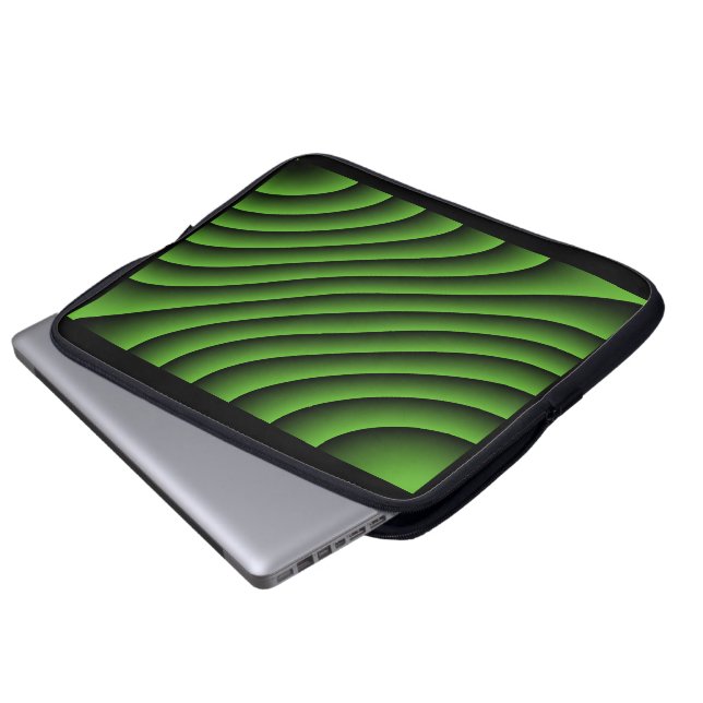 Hypnotic Green Wavy Lines Laptop Bag (Front Bottom)