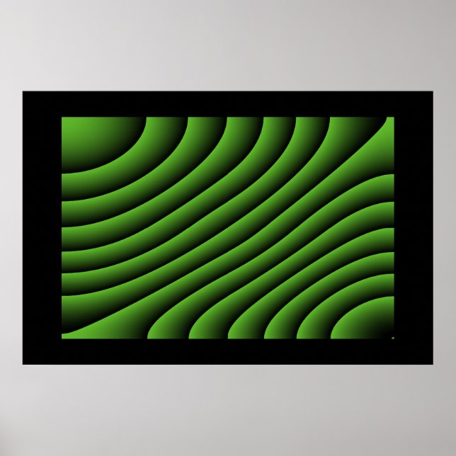 Hypnotic Green Wavy Lines Poster (Front)