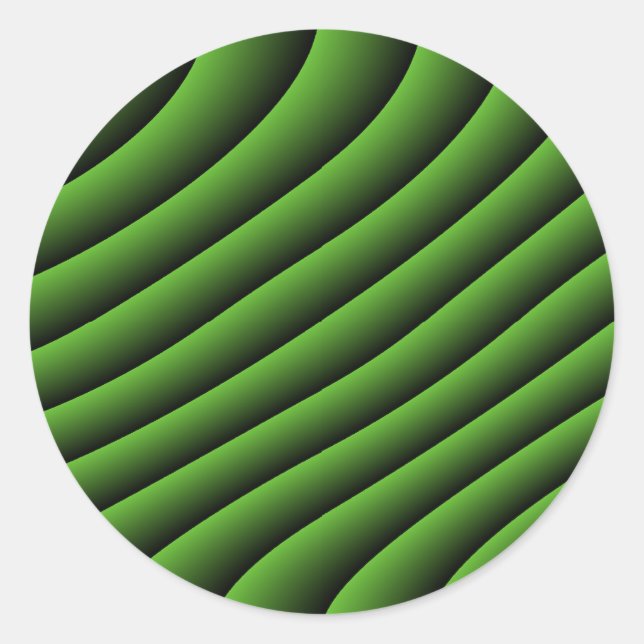 Hypnotic Green Wavy Lines Stickers (Front)