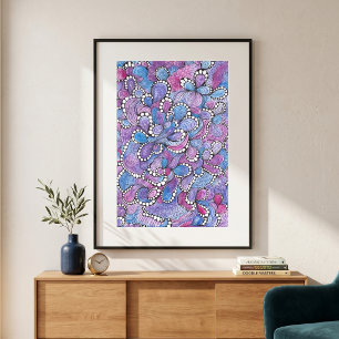 Hypnotic Hand-Drawn Purple Organic Swirls Artwork Poster