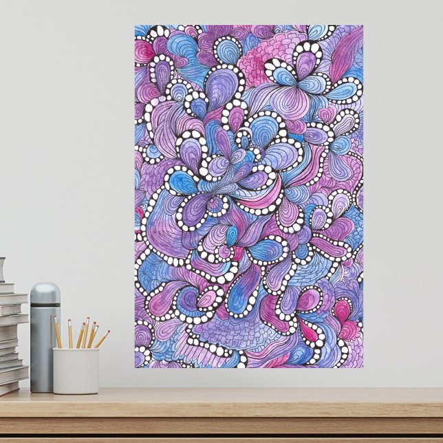 Hypnotic Hand-Drawn Purple Organic Swirls Artwork Poster (Creator Uploaded)