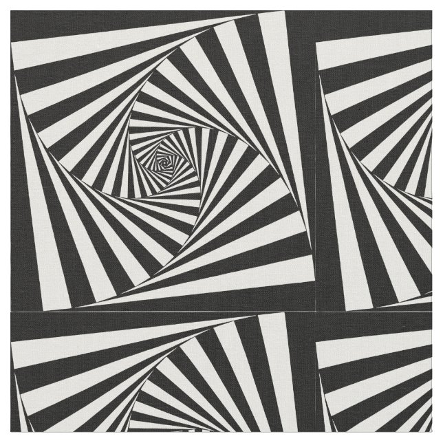Hypnotic Hipster Georgeous Pattern Black and White Fabric (Close Up)