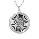 Hypnotic Hypnosis Spiral Necklace<br><div class="desc">Add a twist to your jewellery collection with our silver necklace featuring a mesmerising black and white Hypnosis spiral design—the perfect mind and time bender! This eye-catching piece captures the allure of optical illusions, creating a dizzying effect that draws everyone in. Whether you're fascinated by the unconscious, vertigo, or simply...</div>