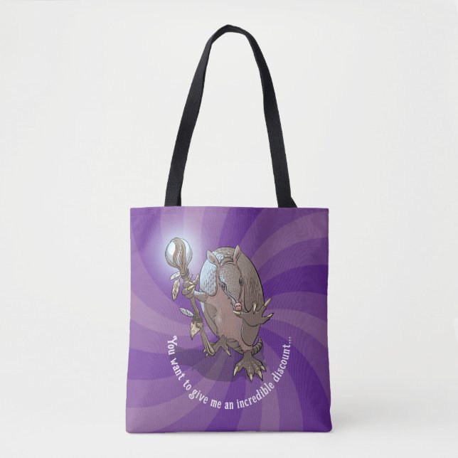 Hypnotic Incredible Discount Funny Armadillo Tote Bag (Front)