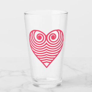 Hypnotic Love – Minimalist Red Contoured Heart Glass