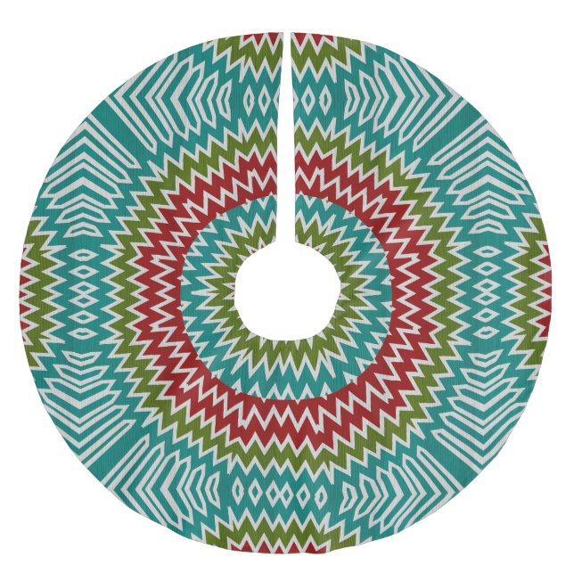 Hypnotic mandalaic flower brushed polyester tree skirt (Front)