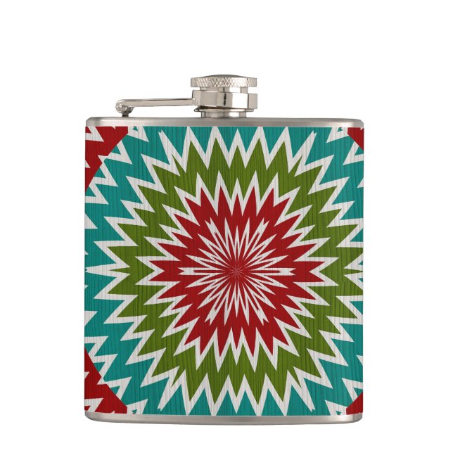 Hypnotic mandalaic flower hip flask (Front)