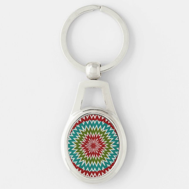 Hypnotic mandalaic flower key ring (Front)