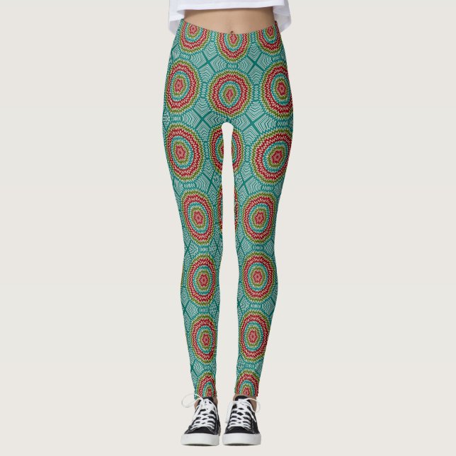 Hypnotic mandalaic flower leggings (Front)