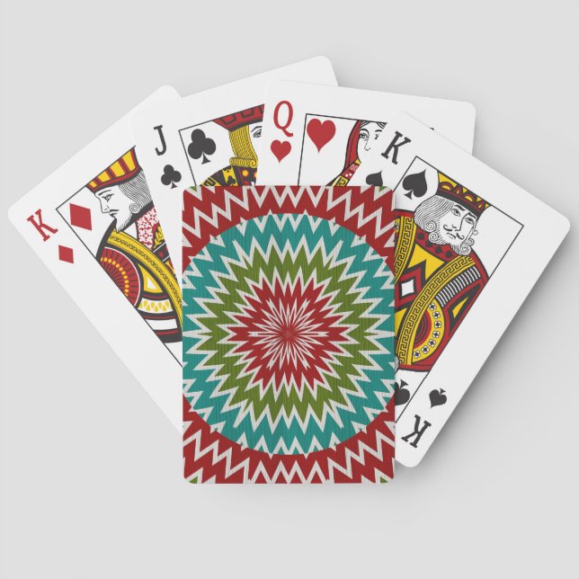 Hypnotic mandalaic flower playing cards (Back)