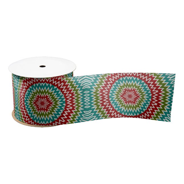 Hypnotic mandalaic flower satin ribbon (Spool)