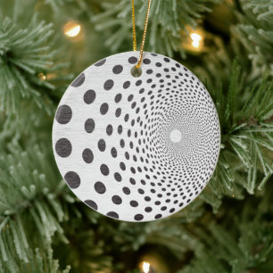 Hypnotic Op Art - Spiral Polka Dot Ornament