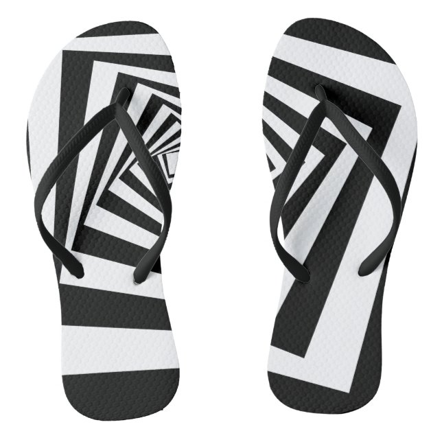 Hypnotic Optical Illusion Black and White Thongs (Footbed)