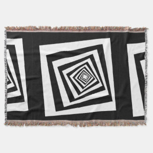 Hypnotic Optical Illusion Black and White Throw Blanket