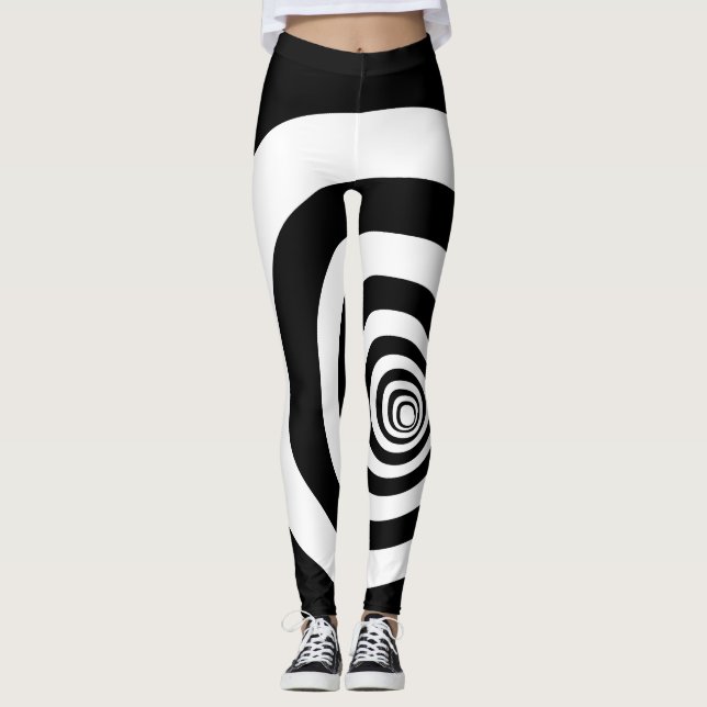 Hypnotic Optical Illusion Concentric Circles Leggings (Front)