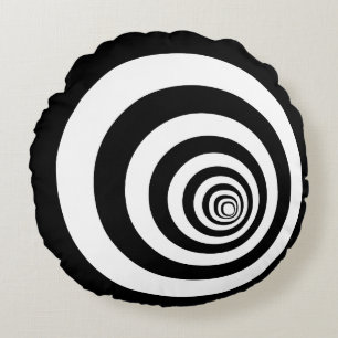 Hypnotic Optical Illusion Concentric Circles Round Cushion