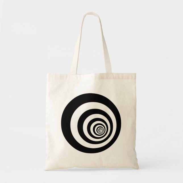 Hypnotic Optical Illusion Concentric Circles Tote Bag (Front)