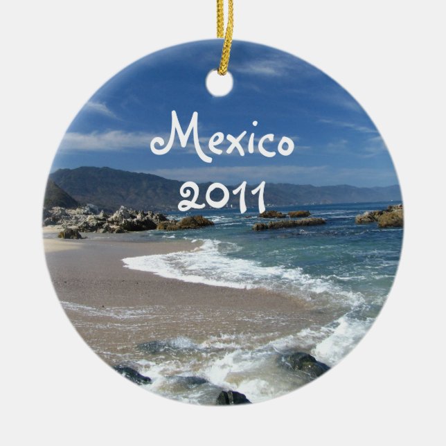 Hypnotic Pacific; Mexico Souvenir Ceramic Tree Decoration (Front)