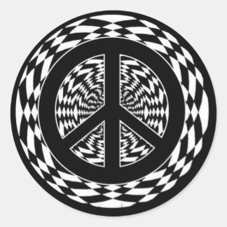 HYPNOTIC PEACE SIGN CLASSIC ROUND STICKER