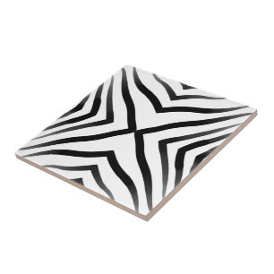Hypnotic Pointed Zebra Stripes Pattern Ceramic Tile