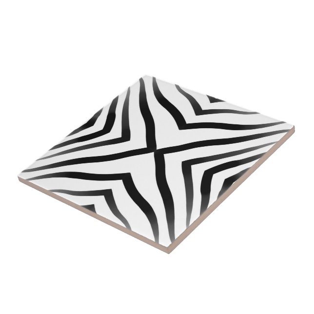 Hypnotic Pointed Zebra Stripes Pattern  Ceramic Tile (Side)