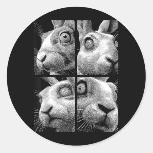 Hypnotic Rabbits Weird Eyes Odd Weirdcore Spooky Classic Round Sticker