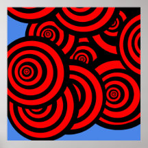 Hypnotic Red Black and Blue Spirals