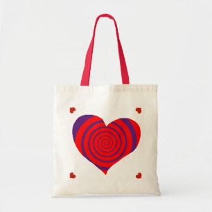 hypnotic red love heart tote bag