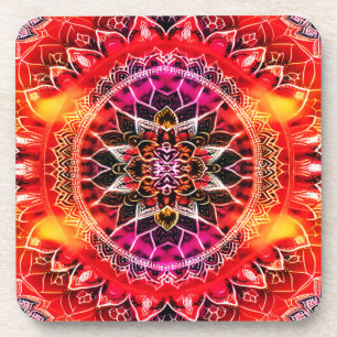 Hypnotic Red Mandala Coaster